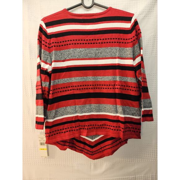 Alfred Dunner Women's Blouse Med Chevron Textured Color block Asymmetrical Hem - Picture 7 of 8